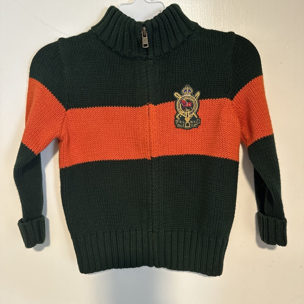 Polo Ralph Lauren Dark Green Cardigan With Zip Size 24 Months